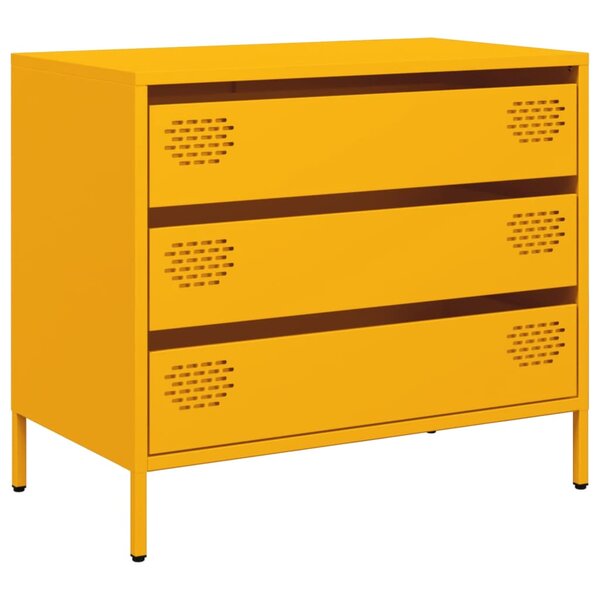vidaXL Buffet jaune moutarde 68x39x58 5 cm acier laminé à froid