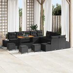 vidaXL Ensemble de canapé de jardin 14 Pièces Noir Poly rotin