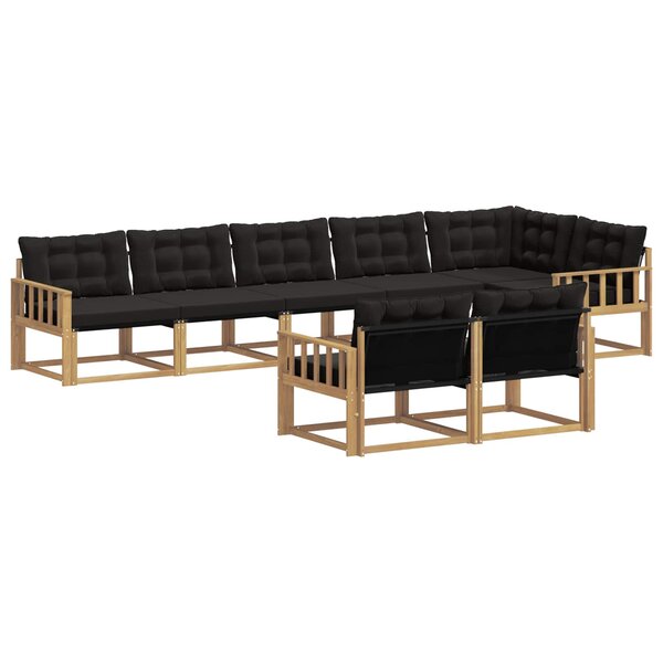 vidaXL Ensemble de canapés d'extérieur 8 Pièces Blanc et noir