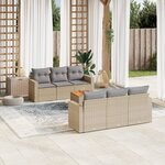 vidaXL Salon de jardin avec coussins 7Pièces mélange beige résine tressée