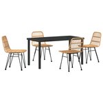 vidaXL Ensemble de salle à manger pour jardin 4 Pièces Marron Poly rotin