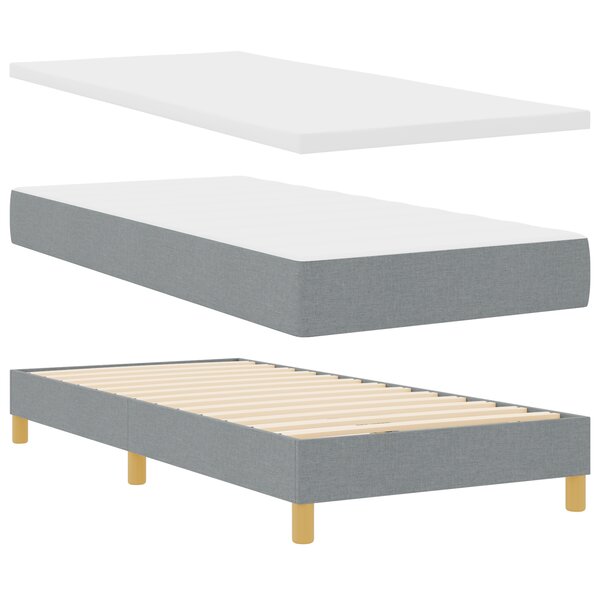 vidaXL Lit à ressorts avec matelas gris clair  90 x 200 cm  en tissu.