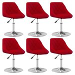 vidaXL Chaises pivotantes salle à manger 6 Pièces Rouge bordeaux Velours