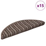 vidaXL Tapis d'escalier auto-adhésifs 15 Pièces Marron 56 x 17 x 3 cm