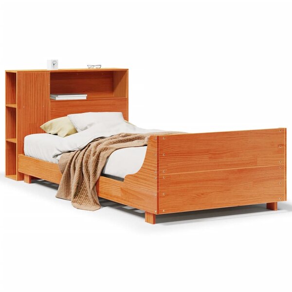 vidaXL Cadre de lit sans matelas cire marron 100x200cm bois pin massif
