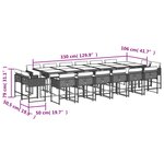 vidaXL Ensemble à manger de jardin et coussins 17 Pièces gris clair rotin