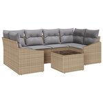 vidaXL Ensemble de salle à manger de jardin 7 pièces avec coussins en poly rattan beige