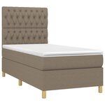 vidaXL Sommier à lattes de lit et matelas et LED Taupe 100x200cm Tissu