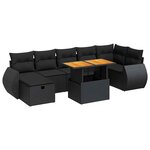vidaXL Salon de jardin 5 Pièces avec coussins noir résine tressée acacia