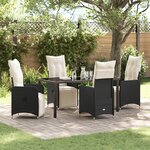 vidaXL Ensemble de 5 pièces de jardin avec coussins noirs en poly rattan