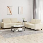 vidaXL Ensemble de canapés 2 Pièces crème tissu