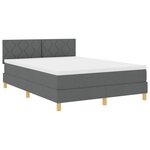 vidaXL Lit à ressorts avec matelas gris foncé 140x190 cm Tissu