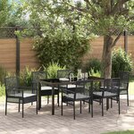 vidaXL Ensemble de Salle à Manger de Jardin de 7 Pièces avec Coussins en Rattan Synthétique Noir