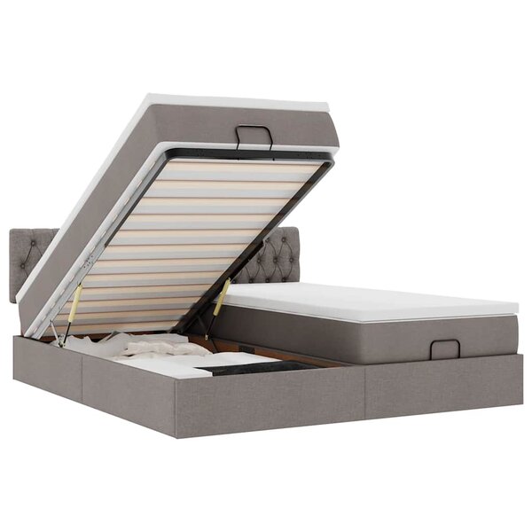 VidaXL Cadre de lit ottoman avec matelas taupe 180x200 cm tissu