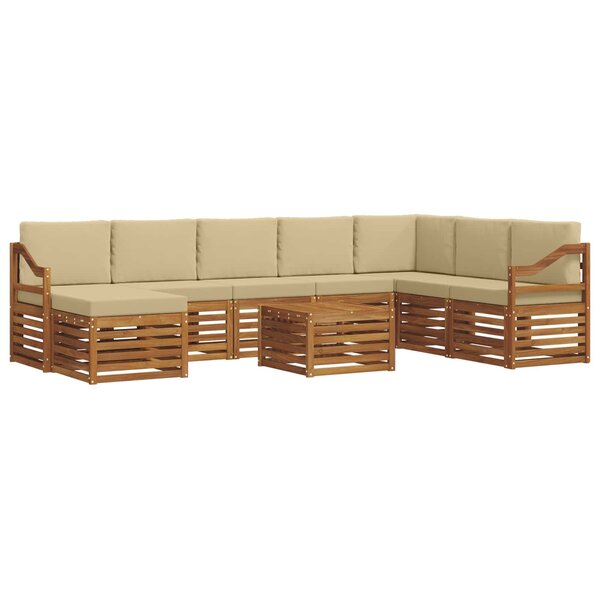 vidaXL Ensemble de canapés d'extérieur 9 pc Naturel et Beige