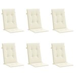 vidaXL Coussins de chaise de jardin dossier haut lot de 6 crème tissu