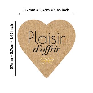500 Etiquettes Plaisir dOffir Cœur Kraft Autocollantes en rouleau - 37 x 37 mm - Plaisir dOffrir - 1 rouleau de 500 Stickers pour fleuriste  entrepreneurs  smallbusiness.