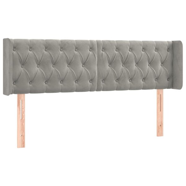 vidaXL Tête de lit avec oreilles Gris clair 163x16x78/88 cm Velours