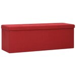 Banc banquette de rangement pliable 110 x 38 x 38 cm rouge bordeaux faux lin 02_0010896