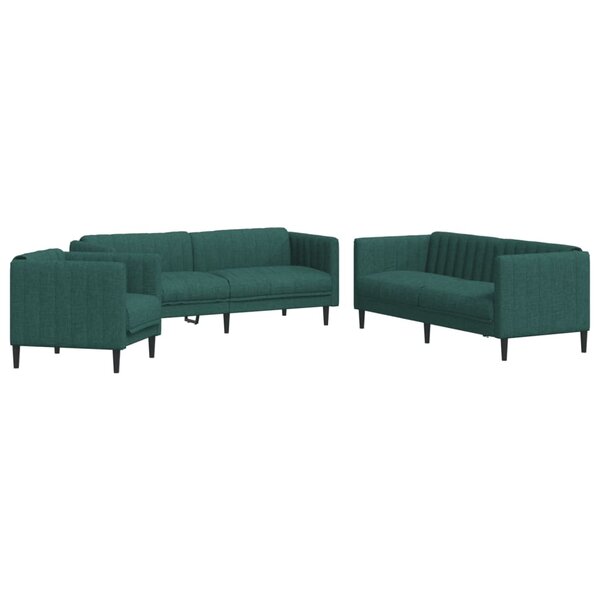 vidaXL Ensemble de canapés 3 Pièces vert foncé tissu