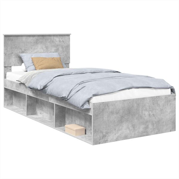 vidaXL Cadre de lit Gris Béton 100 x 200 cm Bois d'ingénierie
