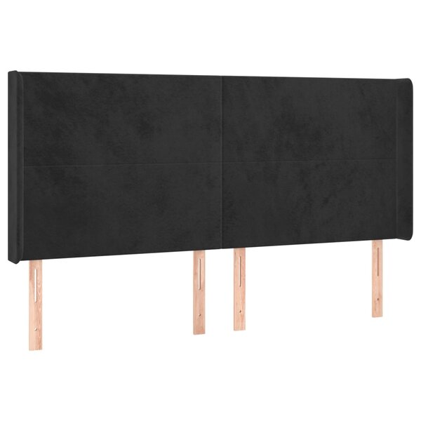 vidaXL Tête de lit avec oreilles Noir 183x16x118/128 cm Velours