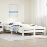 vidaXL Cadre de lit sans matelas blanc 135x190 cm bois de pin massif