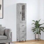 vidaXL Buffet haut Gris béton 34 5x34x180 cm Bois d'ingénierie