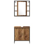 vidaXL Ensemble de mobilier de salle de bain avec porte 3 Pièces Marron