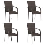 vidaXL Chaises empilables d'extérieur lot de 4 Résine tressée Marron