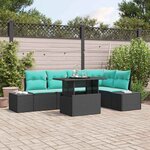 vidaXL Ensemble de canapé de jardin avec coussin 6 Pièces Noir polyrotin