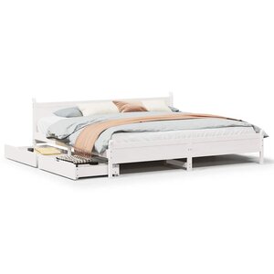 vidaXL Cadre de lit sans matelas blanc 200x200 cm bois massif de pin