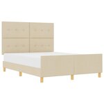 vidaXL Cadre de lit avec tête de lit Crème 140 x 190 cm tissu