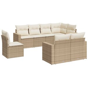 vidaXL Salon de jardin avec coussins 8 Pièces beige résine tressée
