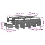 vidaXL Ensemble à manger de jardin et coussins 13 Pièces beige