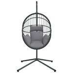 vidaXL Chaise suspendue en forme d'œuf et support gris rotin et acier