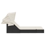 vidaXL Chaise longue double et auvent et coussins noir résine tressée