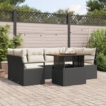 Ensemble de Canapé de Jardin de 7 Pièces avec Coussins en Poly Rattan Noir