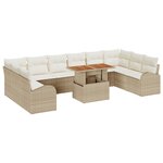 vidaXL Ensemble de salle à manger de jardin 11 pièces avec coussins en poly rattan beige et acacia