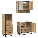 vidaXL Ensemble de mobilier de salle de bain 3 Pièces Chêne artisanal