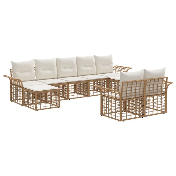 vidaXL Ensemble de canapés d'extérieur 9 Pièces Blanc Naturel et Crème