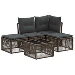 vidaXL Ensemble de canapé de jardin 5 Pièces Gris polyrotin