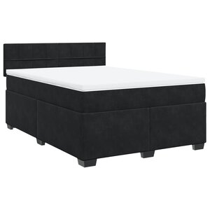 vidaXL Sommier à lattes de lit et matelas Noir 160x200 cm Velours