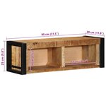 vidaXL Meuble TV 80x30x25 cm bois massif de manguier brut