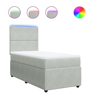 vidaXL Sommier à lattes de lit et matelas Gris clair 90x200 cm Velours