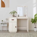 vidaXL Coiffeuse avec LED Blanc 95x50x133 5 cm Bois de pin massif