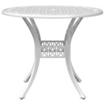 vidaXL Table de jardin blanc Ø90x75 cm aluminium coulé