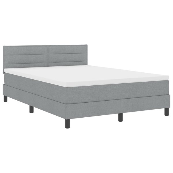 vidaXL Lit à ressorts avec matelas et lumière LED Gris clair 160x200 cm Tissu
