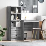 vidaXL Bureau avec tiroir avec étagère avec stockage 2 Pièces Gris Sonoma