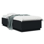 vidaXL Cadre de lit avec lumières LED noir 100x200cm bois d'ingénierie
